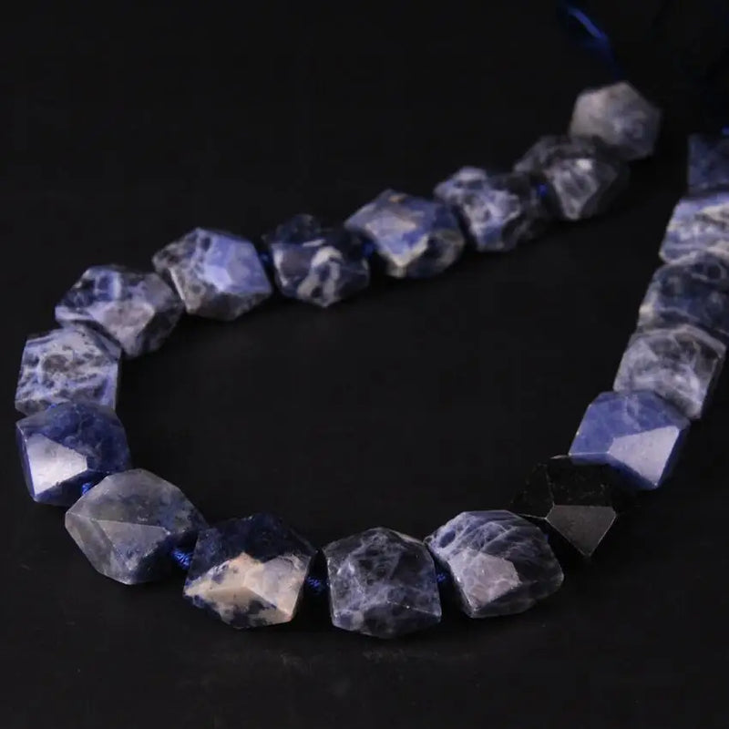 Natural Sodalite Faceted Square Slab Nugget Loose Beads