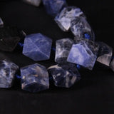 Natural Sodalite Faceted Square Slab Nugget Loose Beads