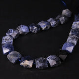 Natural Sodalite Faceted Square Slab Nugget Loose Beads