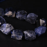 Natural Sodalite Faceted Square Slab Nugget Loose Beads
