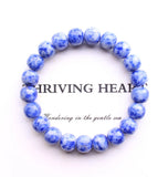 Sodalite Jade Barrel Beads Bracelet 10mm Gemstone Women Men