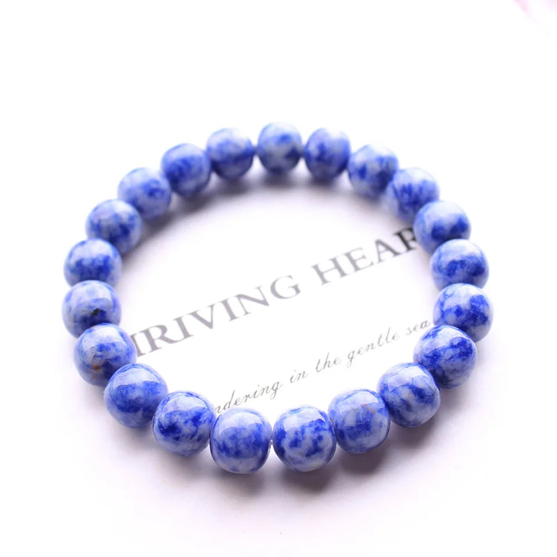 Sodalite Jade Barrel Beads Bracelet 10mm Gemstone Women Men