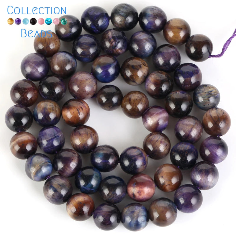 Starry Sky Tiger Eyes Stone Round Beads 6-10mm for Jewelry Making