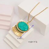 Stone Pendant Necklace Plated Tassels Slid Chain Stone Necklace