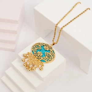 Stone Pendant Necklace Plated Tassels Slid Chain Stone Necklace