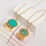 Stone Pendant Necklace Plated Tassels Slid Chain Stone Necklace