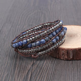 4-Layered Natural Vein Stone Wrap Bracelet with Alloy Beads