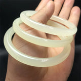 Hand Carved Thin Round Jade Bracelet Men Women Gift