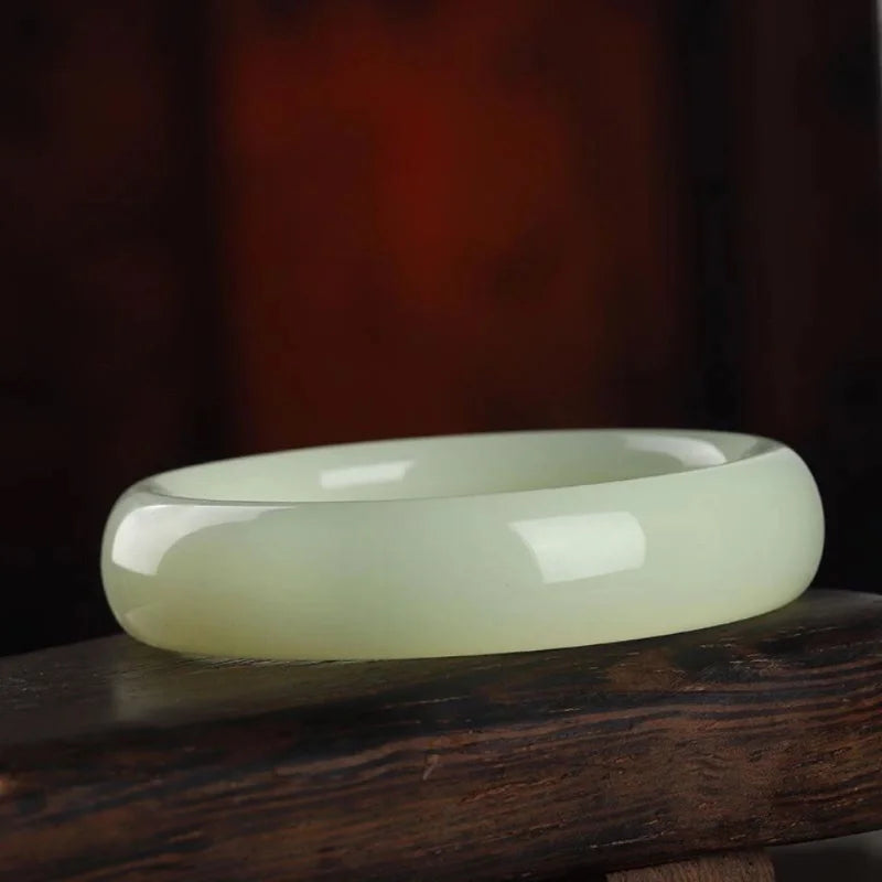 Hand Carved Wide Jade Bracelet Boutique Jewelry Gift