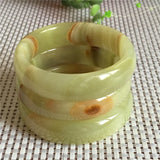 Hand Carved Wide Stripe Jade Bracelet Men's Women's Jewelry