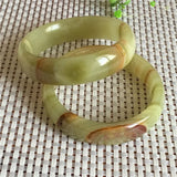 Hand Carved Wide Stripe Jade Bracelet Men's Women's Jewelry