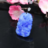 Natural Jade Dragon Pendant Necklace Chinese Hand-Carved Charm Jewelry