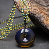 Raw Amber Safety Buckle Sweater Chain Pendant for Men and Women
