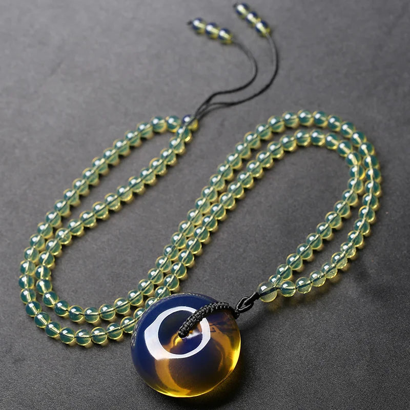 Raw Amber Safety Buckle Sweater Chain Pendant for Men and Women