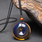 Raw Amber Safety Buckle Sweater Chain Pendant for Men and Women