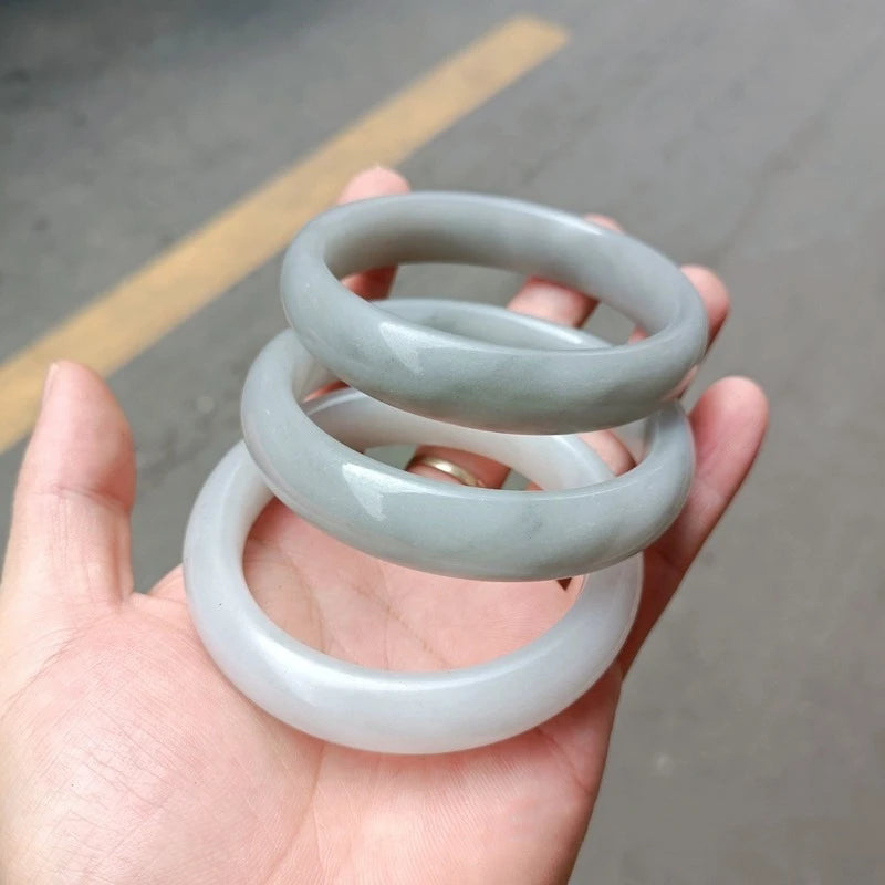 Natural Hand-carved Wide Bar Jade Bracelet Boutique Jewelry Men Women Ink Beauty