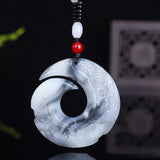 Natural & Jade Hand Carved Ruyi Hook Pendant Boutique Jewelry
