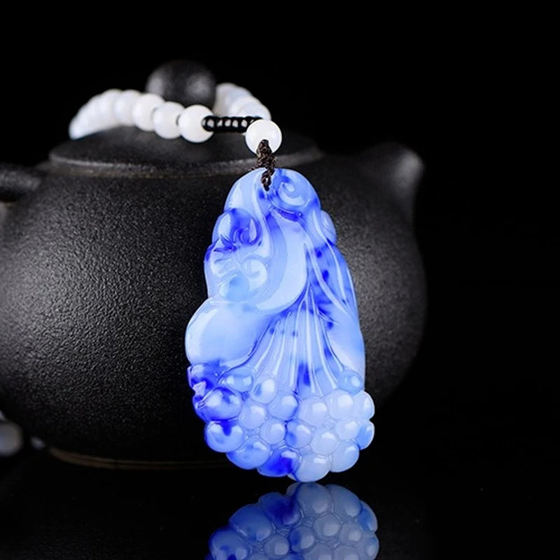Hand-carved Orchid Pendant Natural & Jade Boutique Jewelry