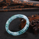 Jade Wide Strip Bracelet Sky Floating Flower Jewelry