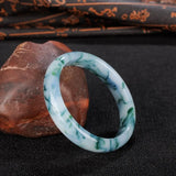 Jade Wide Strip Bracelet Sky Floating Flower Jewelry