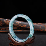 Jade Wide Strip Bracelet Sky Floating Flower Jewelry
