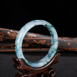 Jade Wide Strip Bracelet Sky Floating Flower Jewelry