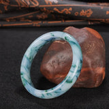 Jade Wide Strip Bracelet Sky Floating Flower Jewelry