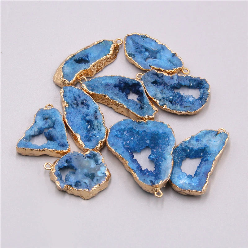 Crystal Quartz Agates Druzy Pendant Necklace for Women