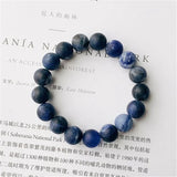 Blue-vein Stone Bracelets Round Frosted Beads Elastic Rope Unisex Charm Bracelet