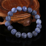 Blue-vein Stone Bracelets Round Frosted Beads Elastic Rope Unisex Charm Bracelet