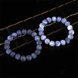 Blue-vein Stone Bracelets Round Frosted Beads Elastic Rope Unisex Charm Bracelet
