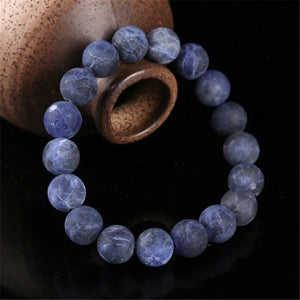 Blue-vein Stone Bracelets Round Frosted Beads Elastic Rope Unisex Charm Bracelet
