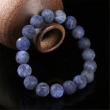 Blue-vein Stone Bracelets Round Frosted Beads Elastic Rope Unisex Charm Bracelet