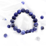 Blue-vein Stone Bracelets Round Frosted Beads Elastic Rope Unisex Charm Bracelet