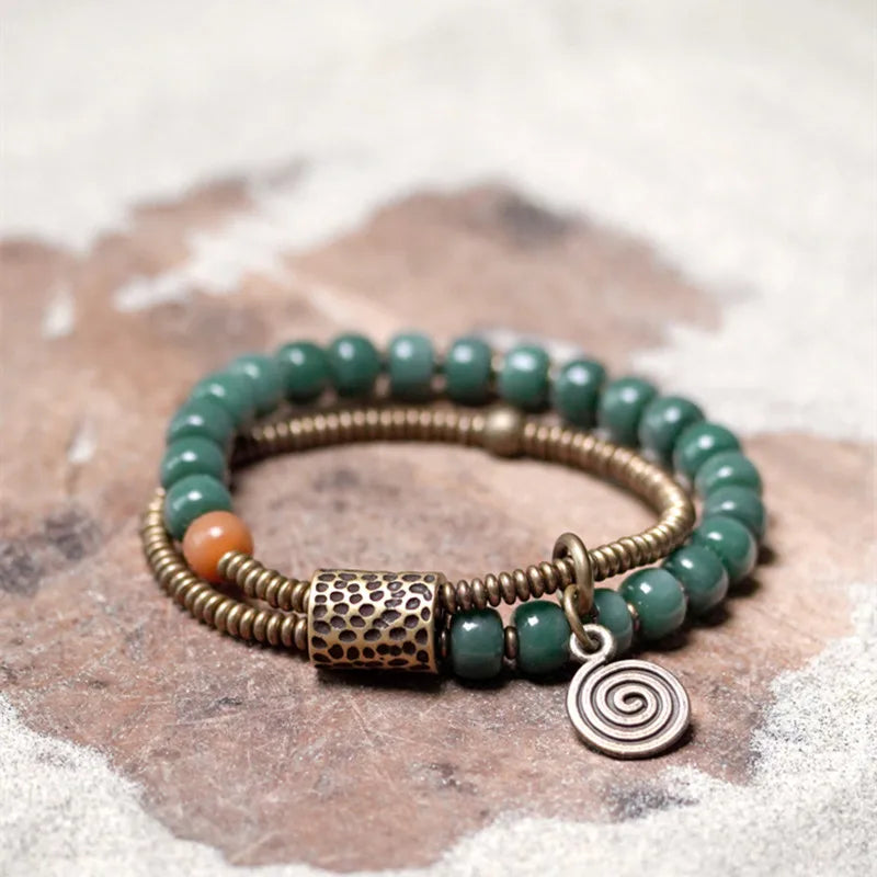 Bodhii Seed Beaded Bracelet Brass Health Lucky Jewelry