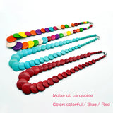Boho Turquoises Stone Beads Necklace Round Spacer Pendant Jewelry