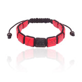 Square Red Turquoise Stone & CZ Beads Macrame Bracelet