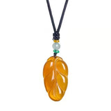 Brazilian Agate Red Leaf Pendant Necklace