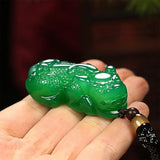 Green Agate and Jade Chalcedony Fortune Pendant