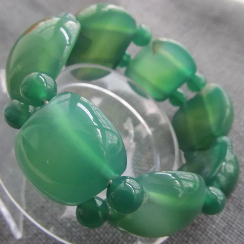 Brazilian Green Chalcedony Agate Bracelet Men's Hand String Jewelry