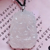 Brazilian High Ice Jade Pith Dragon Guanyin Pendant