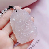 Brazilian High Ice Jade Pith Dragon Guanyin Pendant