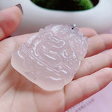 Brazilian High Ice Jade Pith Dragon Guanyin Pendant