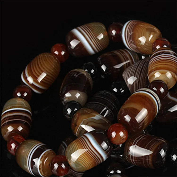 Brazilian Silk Wrapped Agate Bead Bracelet Men Women's National Style