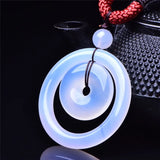 Brazilian Chalcedony Double Donut Pendant Necklace