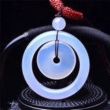 Brazilian Chalcedony Double Donut Pendant Necklace