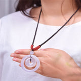 Brazilian Chalcedony Double Donut Pendant Necklace