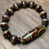 Bright Agate String with Nine Eye DZi Beads Bracelet