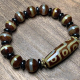 Bright Agate String with Nine Eye DZi Beads Bracelet