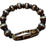 Bright Agate String with Nine Eye DZi Beads Bracelet